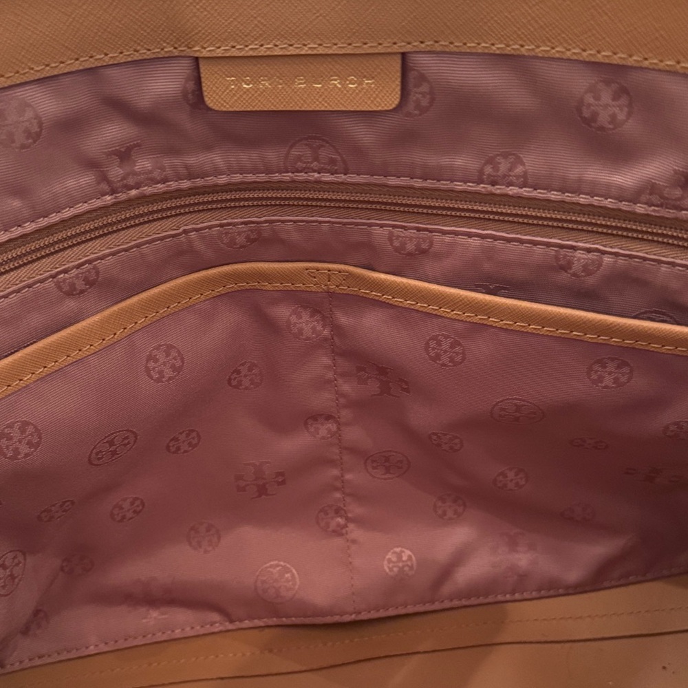 Tory Burch Tan Leather Tote Bag Purse - Picture 6 of 11